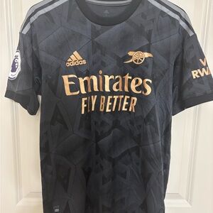 Adidas Black and Gold Arsenal 22/23 Authentic Away Soccer Jersey BNWT Size S